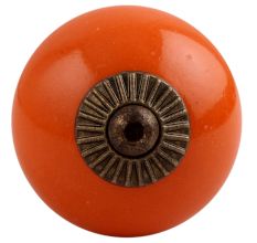 Orange Round Antique Fitting Ceramic Knob